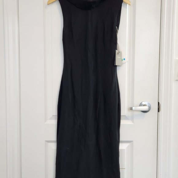 NWT Tom Ford Double Layer Mesh Cowl Neck Cut Out Back Fitted Black Dress 38 - Picture 2 of 10